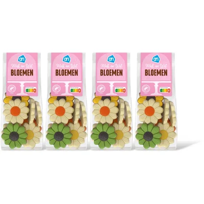 AH Chocolade bloemen melk en wit 4-pack