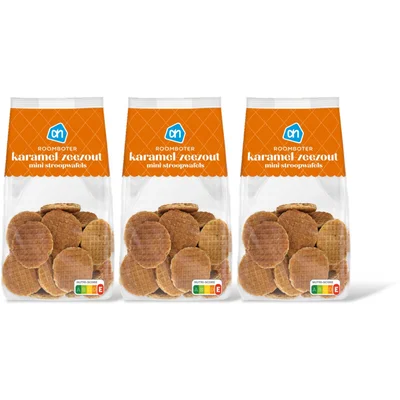 AH Stroopwafel mini karamel zeezout 3-pack