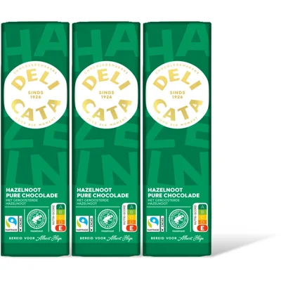 Delicata Reep pure chocolade hazelnoot 3-pk