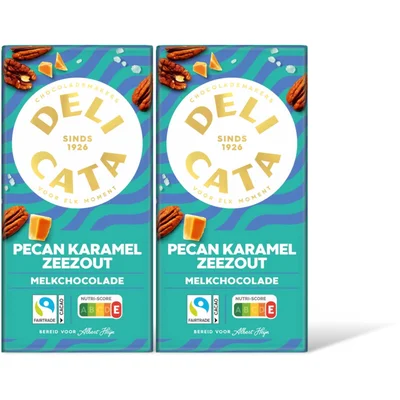 Delicata Reep melkchocola pecan/karamel zeezt 2pk