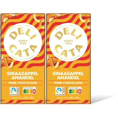 Delicata Reep pure chocola sinasappel amandel 2pk