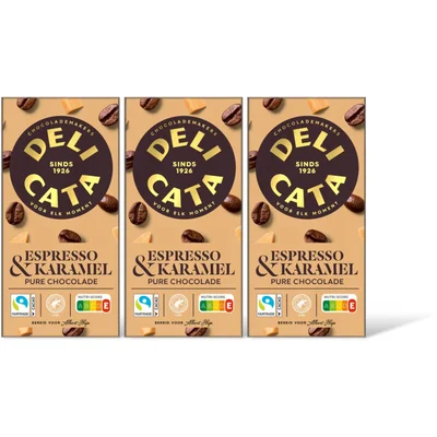 Delicata Reep espresso & karamel pure chocola 3pk