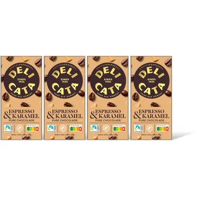 Delicata Reep espresso/karamel pure chocolade 4pk