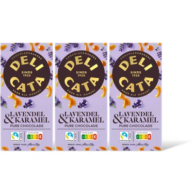 Delicata Reep pure chocolade lavendel/karamel 3pk