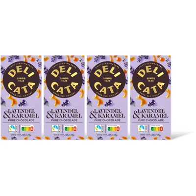 Delicata Reep pure chocolade lavendel/karamel 4pk