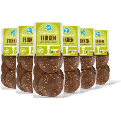 AH Flikken mlkchocola hazelnoot krokant 6pk