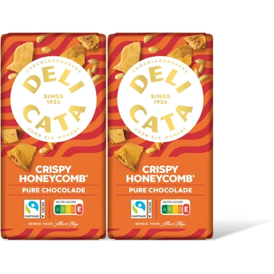 Delicata Reep honey comb pure chocolade 2-pack