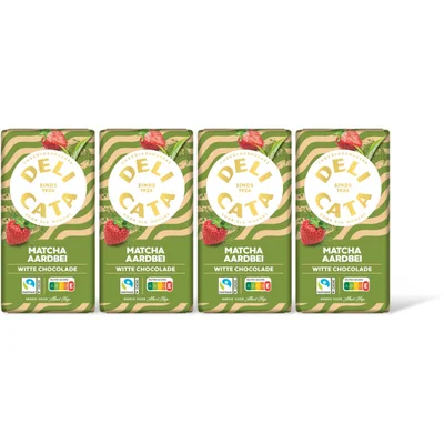 Delicata Reep matcha aardbei witte chocolade 4-pk