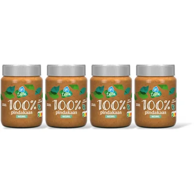 AH Terra Plantaardig 100% pindakaas naturel 4-pck