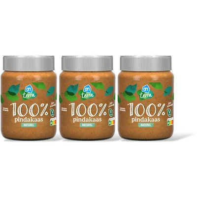 AH Terra Plantaardig 100% pindakaas naturl 3-pack