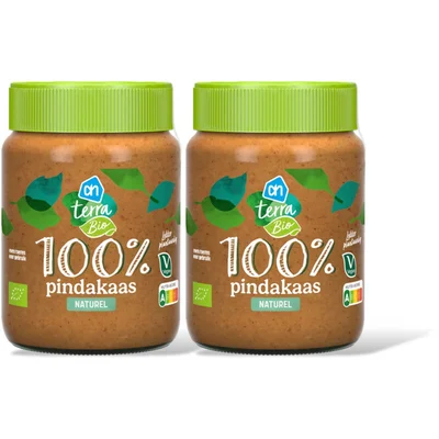 AH Terra Plantaardig biolgisch 100% pindakas 2pk