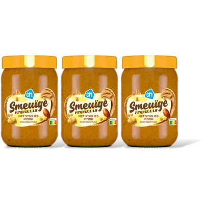 AH SmeuÃ¯ge pindakaas stukjes noot 3-pack