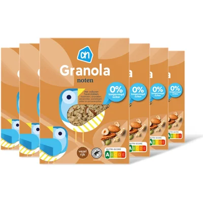 AH Granola noten 0% toegevoegd suiker 6-pck
