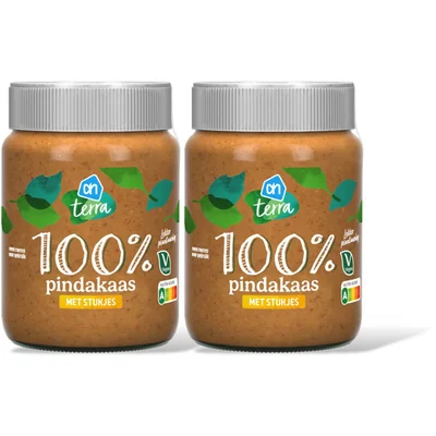 AH Terra Plantaardig 100% pindakaas stukjes 2-pck