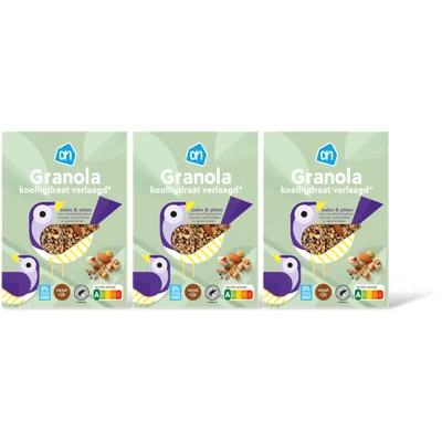 AH Granola koolhydraat verlgd 0% suiker 3pk