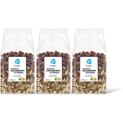 AH Verrijker gezoet cranberry pittenmix 3pk