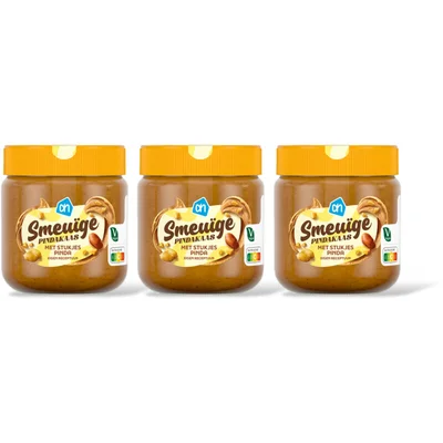 AH Smeuige pindakaas met stukje pinda 3 pck