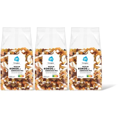 AH Verrijker rozijn kokos abrikoosmix 3-pck