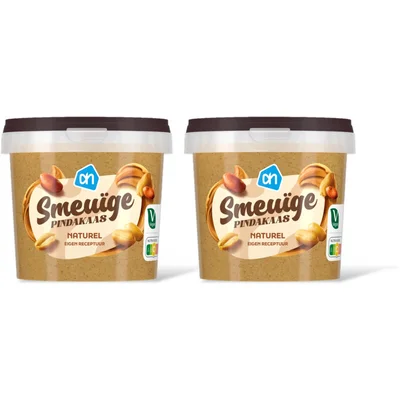 AH Smeuige pindakaas naturel 2-pack