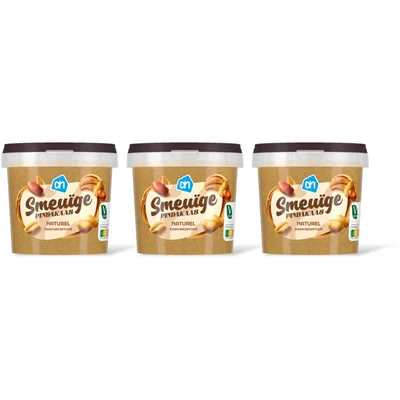 AH Smeuige pindakaas naturel 3-pack