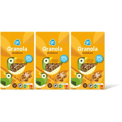 AH Granola pindakaas 0% toegev suiker 3pack