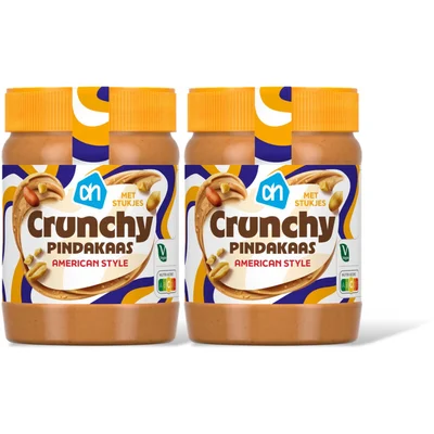 AH Crunch pindakaas America style stkjs 2pk