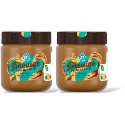 AH Smeuige pindakaas karamel zeezout sm 2pk