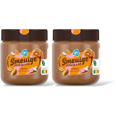 AH Smeuige pindakaas crispy 2-pack