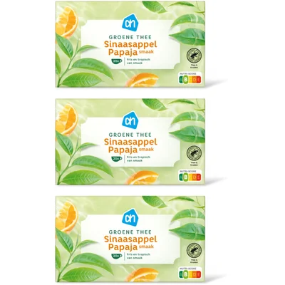 AH Groene thee sinaasappel & papaya 3-pack