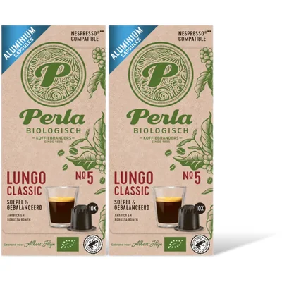 Perla Biologisch Lungo classic capsules 2-pack