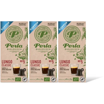 Perla Biologisch Lungo classic capsules 3-pack