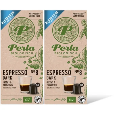 Perla Biologisch Espresso dark capsules 2-pack
