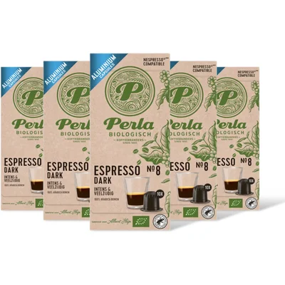 Perla Biologisch Espresso dark capsules 5-pack