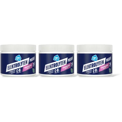 AH Elektrolyten poeder frambozen smaak 3-pk