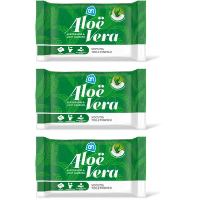 AH Vochtig toiletpapier alo vera 3-pack