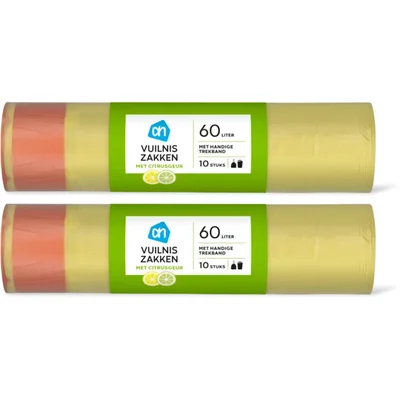 AH Vuilniszakken trekband 60L citrus 2-pack