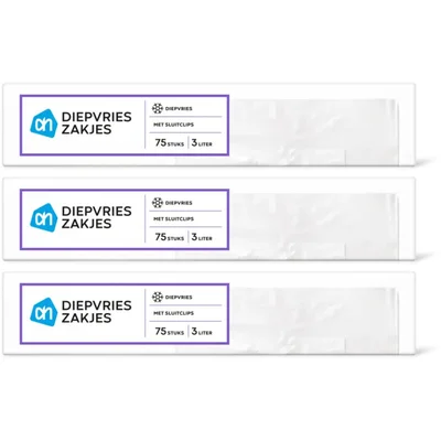 AH Diepvrieszakjes met sluitclips 3L 3-pack