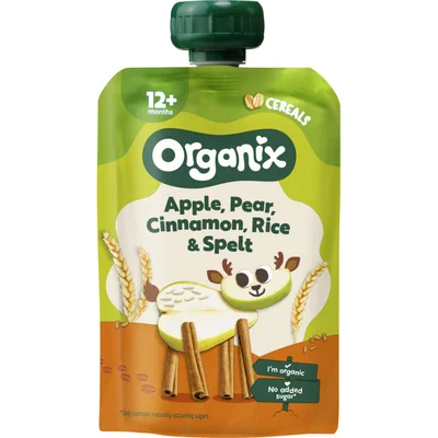 Organix Knijpfruit apple, pear, cinnamon 12m+