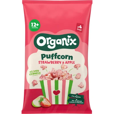 Organix Puffcorn strawberry & apple 12m+