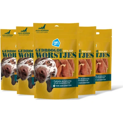 AH Gedroogde worstjes voor honden kip 5pk