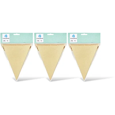 AH Glitter vlaggenlijn goud 6mtr 3-pack