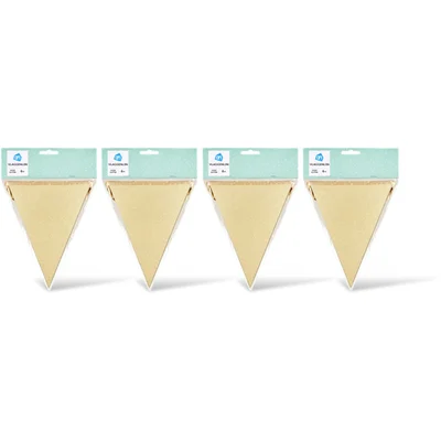 AH Glitter vlaggenlijn goud 6mtr 4-pack