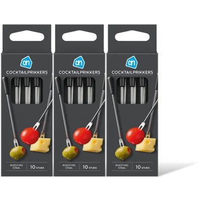 AH Cocktailprikkers roestvrijstaal 3-pack