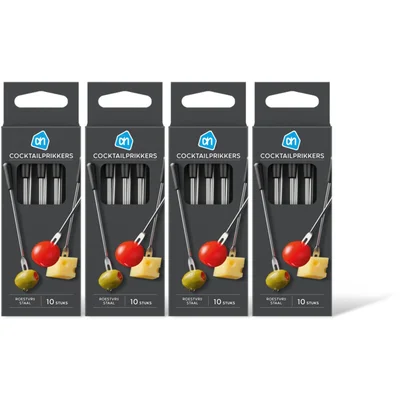 AH Cocktailprikkers roestvrijstaal 4-pack