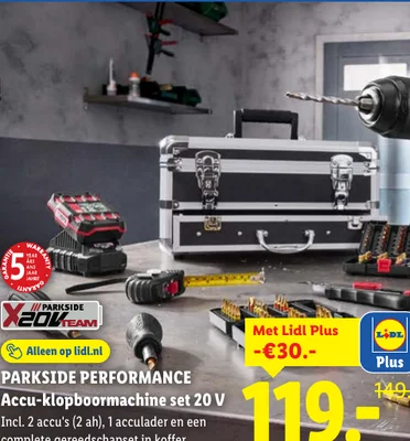 PARKSIDE PERFORMANCE Accu-klopboormachine set 20 V