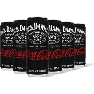 Jack Daniels Whiskey & coca cola 6-pack