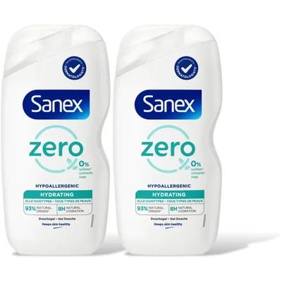 Sanex Zero% hydra douchegel alle huidtypes 2pk