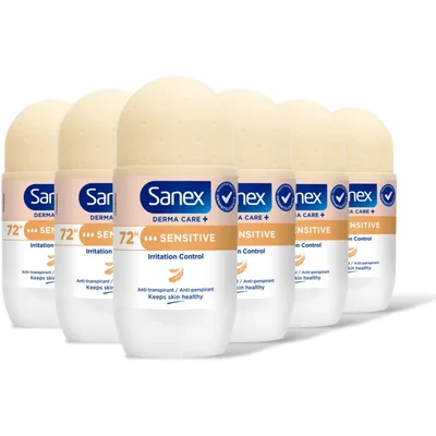 Sanex Derma care+ sensitive deo roller 6-pack