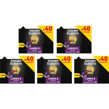 Douwe Egberts Lungo Intens Koffiecups Familiepak - 5 x 40 Stuks