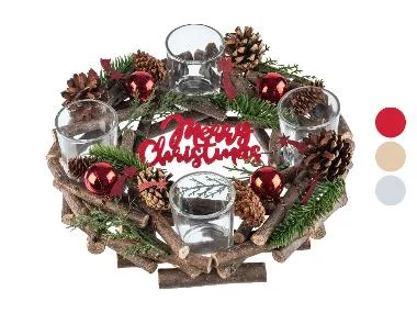 LIVARNO home Kerstkrans met 4 waxinelichthouders